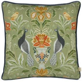 Evans Lichfield Chatsworth Peacock Symmetrical Piped Feather Filled Cushion