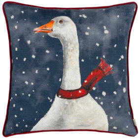 Evans Lichfield Christmas Goose Piped Cushion Cover
