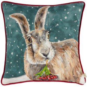 Evans Lichfield Christmas Hare Piped Cushion Cover