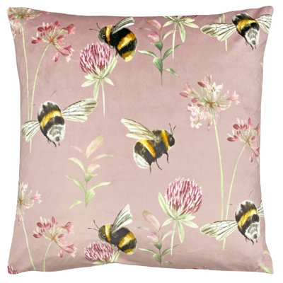 Evans Lichfield Fodera Per Cuscino Country Bee Garden - Velluto Morbido Con Bombi E Fiori, 100% Poliestere, Lavabile, Viola