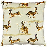 Evans Lichfield Country Running Hares Feather Filled Cushion