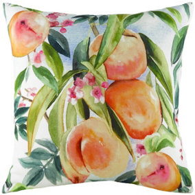 Evans Lichfield Fruit Peach Watercolour-Painted Polyester Filled Cushion