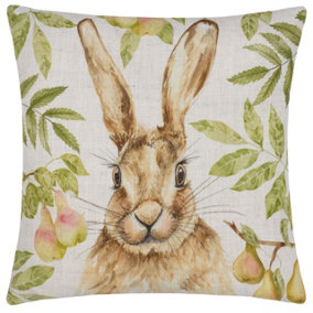 Evans Lichfield Grove Hare Watercolour-Painted Polyester Filled Cushion