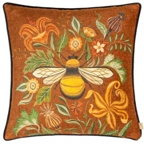 Evans Lichfield Hawthorn Bee Chenille Piped Feather Filled Cushion