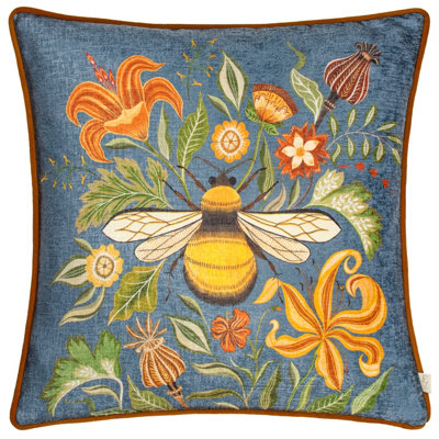 Evans Lichfield Hawthorn Bee Chenille Piped Feather Filled Cushion