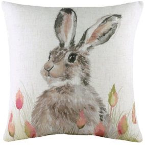 Evans Lichfield Hedgerow Hare Printed Feather Filled Cushion