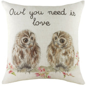 Evans Lichfield Hedgerow Owls Printed Feather Filled Cushion