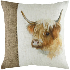 Evans Lichfield Hessian Cow Polyester Filled Cushion