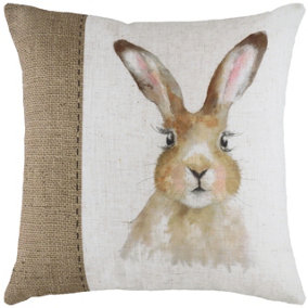 Evans Lichfield Hessian Hare Printed Cushion Cover