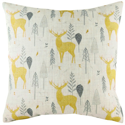 Evans Lichfield Hulder Stag Scandi Inspired Repeat Printed Polyester Filled Cushion