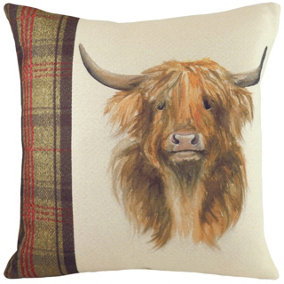 Evans Lichfield Hunter Highland Cow Printed Feather Filled Cushion