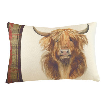 Evans Lichfield Hunter Highland Cow Rectangular Polyester Filled Cushion