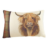 Evans Lichfield Hunter Highland Cow Rectangular Printed Feather Filled Cushion