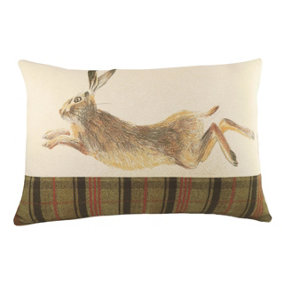 Evans Lichfield Hunter Leaping Hare Rectangular Printed Feather Filled Cushion