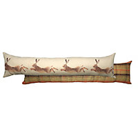 Evans Lichfield Hunter Watercolour Printed Leaping Hare Tartan Reverse Draught Excluder