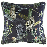 Evans Lichfield Jungle Leopard Velvet Polyester Filled Cushion