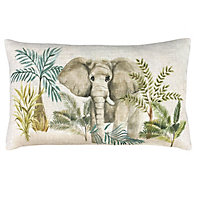Evans Lichfield Kenya Elephant Velvet Polyester Filled Cushion