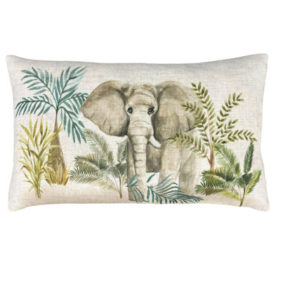 Evans Lichfield Kenya Elephant Velvet Polyester Filled Cushion