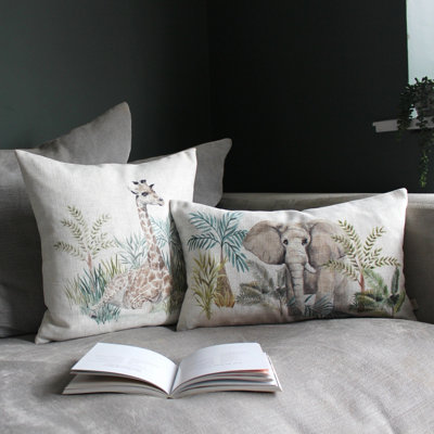Evans Lichfield Kenya Elephant Velvet Polyester Filled Cushion