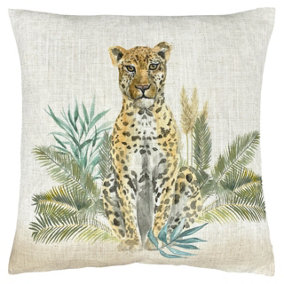 Evans Lichfield Kenya Leopard Printed Feather Filled Cushion