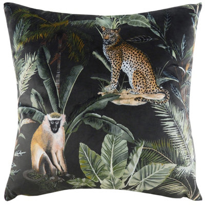 Evans Lichfield Kibale Jungle Animals Velvet Polyester Filled Cushion