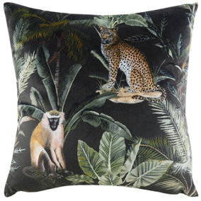 Evans Lichfield Kibale Jungle Animals Velvet Polyester Filled Cushion