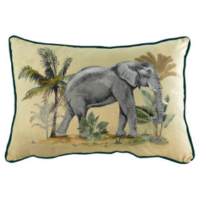 Evans Lichfield Kibale Jungle Elephant Piped Printed Feather Filled Cushion