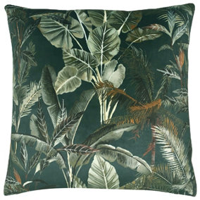 Evans Lichfield Kibale Jungle Leaves Hand-Painted Printed Piped Polyester Filled Cushion