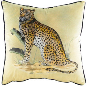 Evans Lichfield Kibale Jungle Leopard Piped Printed Feather Filled Cushion