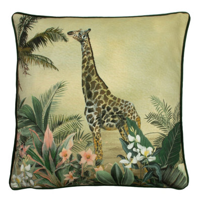 Evans Lichfield Manyara Giraffe Velvet Polyester Filled Cushion