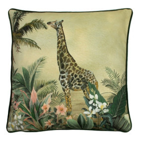Evans Lichfield Manyara Giraffe Velvet Polyester Filled Cushion