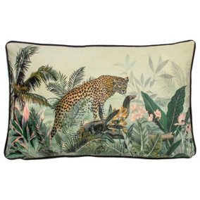 Evans Lichfield Manyara Leopard Rectangular Botanical Feather Filled Cushion