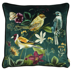Evans Lichfield Midnight Garden Bird Cushion Cover Green (43cm x 43cm)