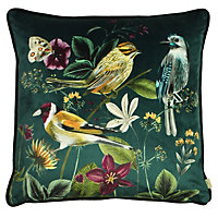 Evans Lichfield Midnight Garden Bird Printed Square Polyester Filled Cushion