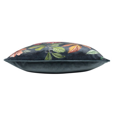 Evans Lichfield Midnight Garden Velvet Piped Feather Filled Cushion