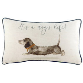 Evans Lichfield Oakwood Dog Rectangular Piped Feather Filled Cushion