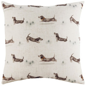 Evans Lichfield Oakwood Dogs Repeat Polyester Filled Cushion