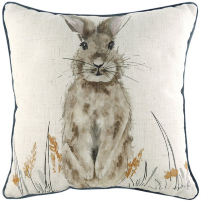 Evans Lichfield Oakwood Hare Piped Feather Filled Cushion