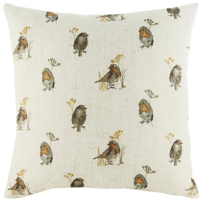 Evans Lichfield Oakwood Robins Repeat Printed Feather Filled Cushion