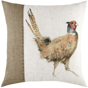 Evans Lichfield Pheasant Hand-Painted Printed Square Polyester Filled Cushion