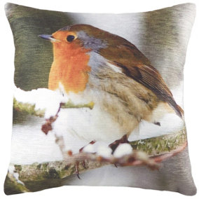 Evans Lichfield Photo Robin Printed Feather Filled Cushion
