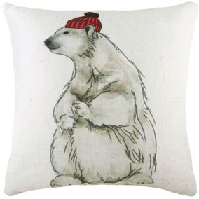 Evans Lichfield Polar Bear With Hat Polyester Filled Cushion