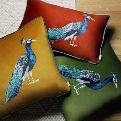 Evans Lichfield Printed Peacock Polyester Filled Cushion