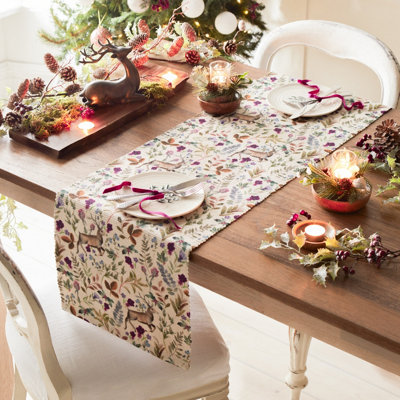 Evans Lichfield Reindeer Washable Festive Table Runner