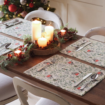 Evans Lichfield Robin Washable Set of 4 Festive Placemats