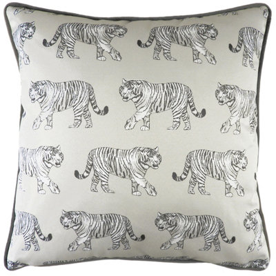 Evans Lichfield Safari Tiger Repeat Piped Feather Filled Cushion