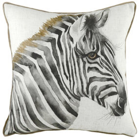 Evans Lichfield Safari Zebra Piped Feather Filled Cushion