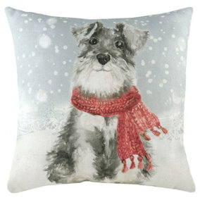 Evans Lichfield Snowy Dog With Scarf Polyester Filled Cushion
