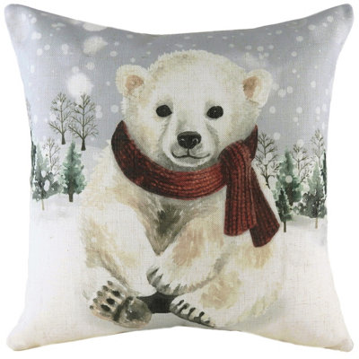 Evans Lichfield Snowy Polar Bear Printed Feather Filled Cushion