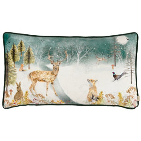 Evans Lichfield Stag Winter Velvet Piped Cushion Cover